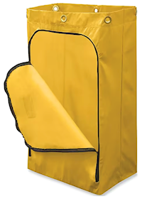 CLEANING CART BAG, RUBBERMAID, ZIPPERED, HANGING, YELLOW VINYL, 24 GALLON CAPACITY MAIN